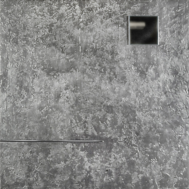 Ilppo Alho, 1995 — Toast IV — akryyliv�ri, peililasi ja ter�s — 200 x 200 x 12 (cm)